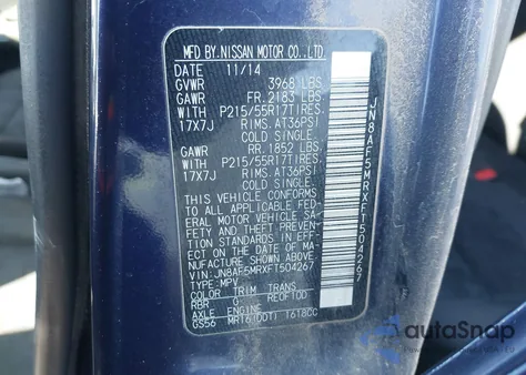 2015 Nissan Juke Sv from USA, damaged, VIN JN8AF5MRXFT504267